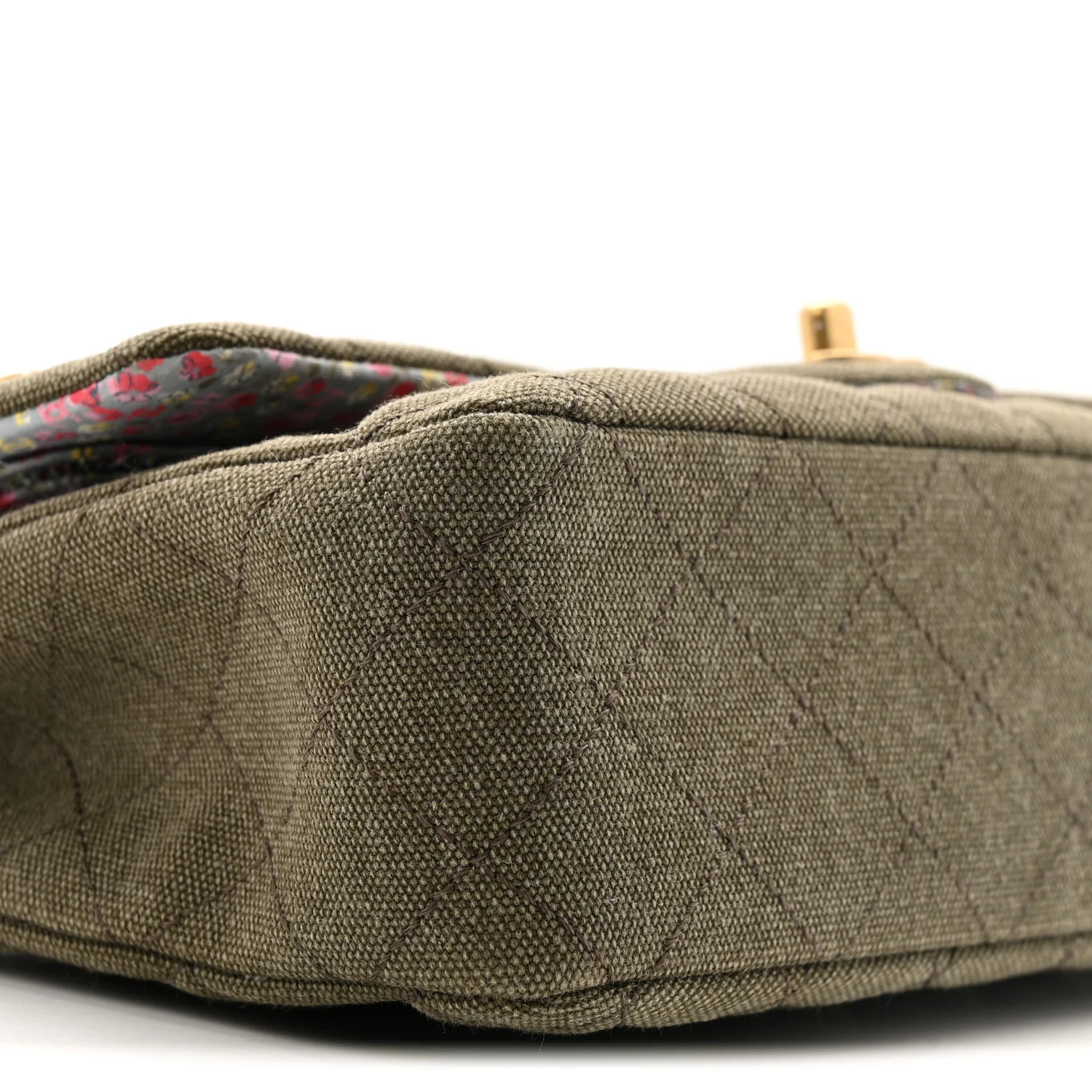 Canvas Quilted Coco Cuba Charms Medium Double Flap Khaki