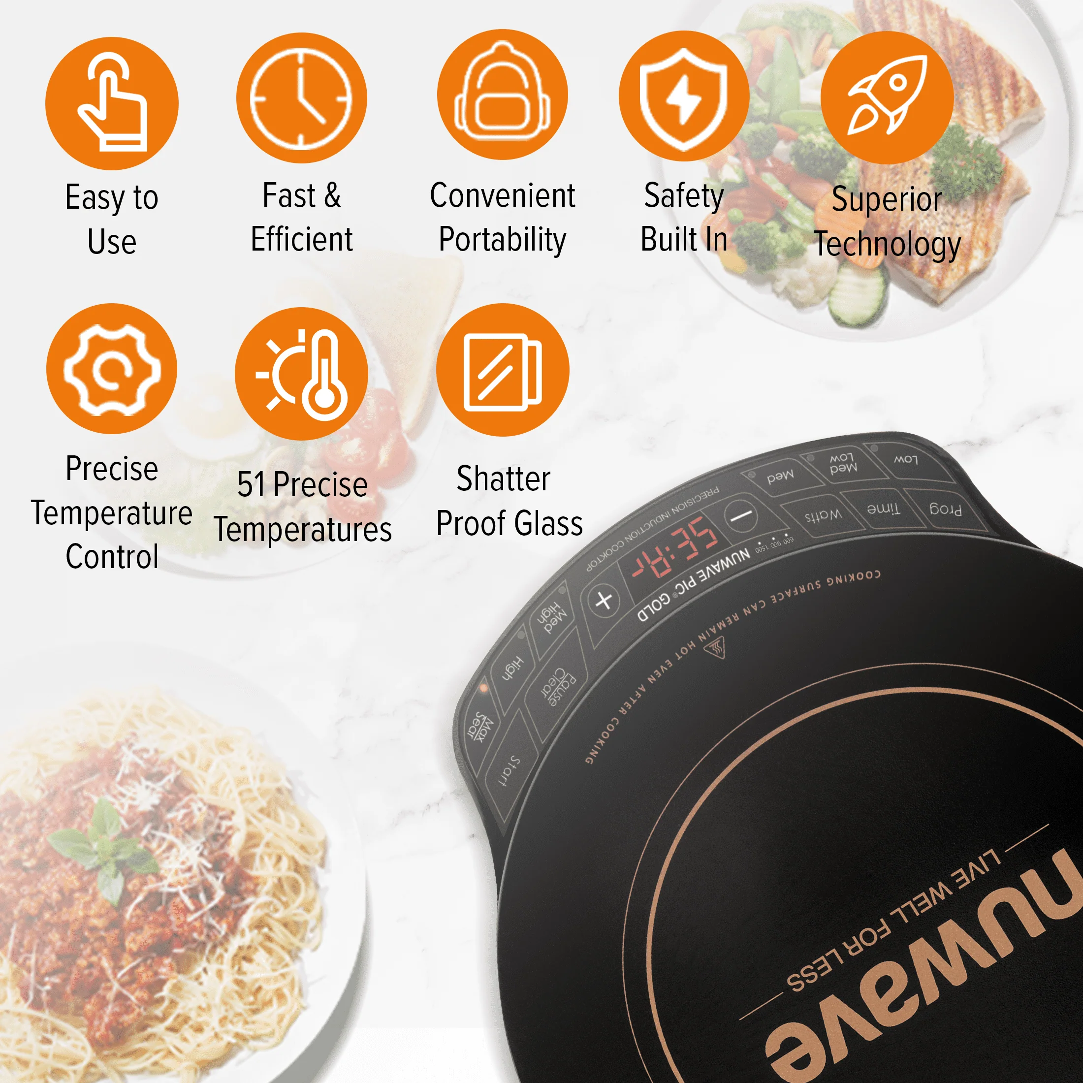 NuWave Precision Induction Cooktop 8inch Portable Induction Cooker, 100��F to 575��F and 3 Wattage Settings Image 6