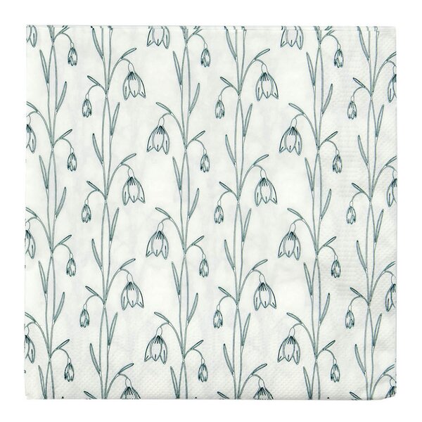 Snowdrop serviett 16,5x16,5 cm 40 stk hvit/grønn