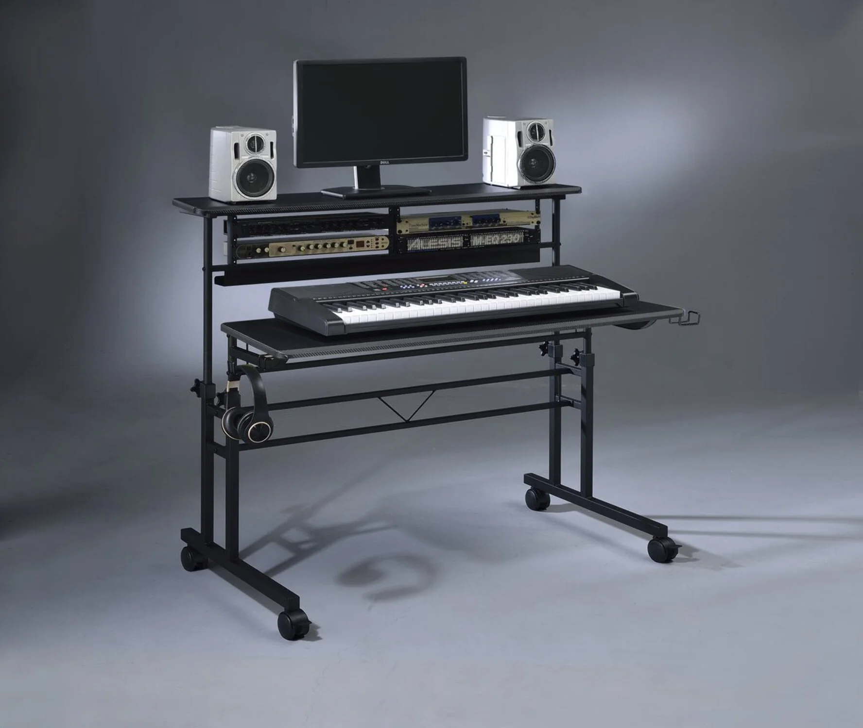 BE100 Series Sit-Stand Music Recording Studio Desk Workstation w/2x3U Rack(Violet) - Image 6