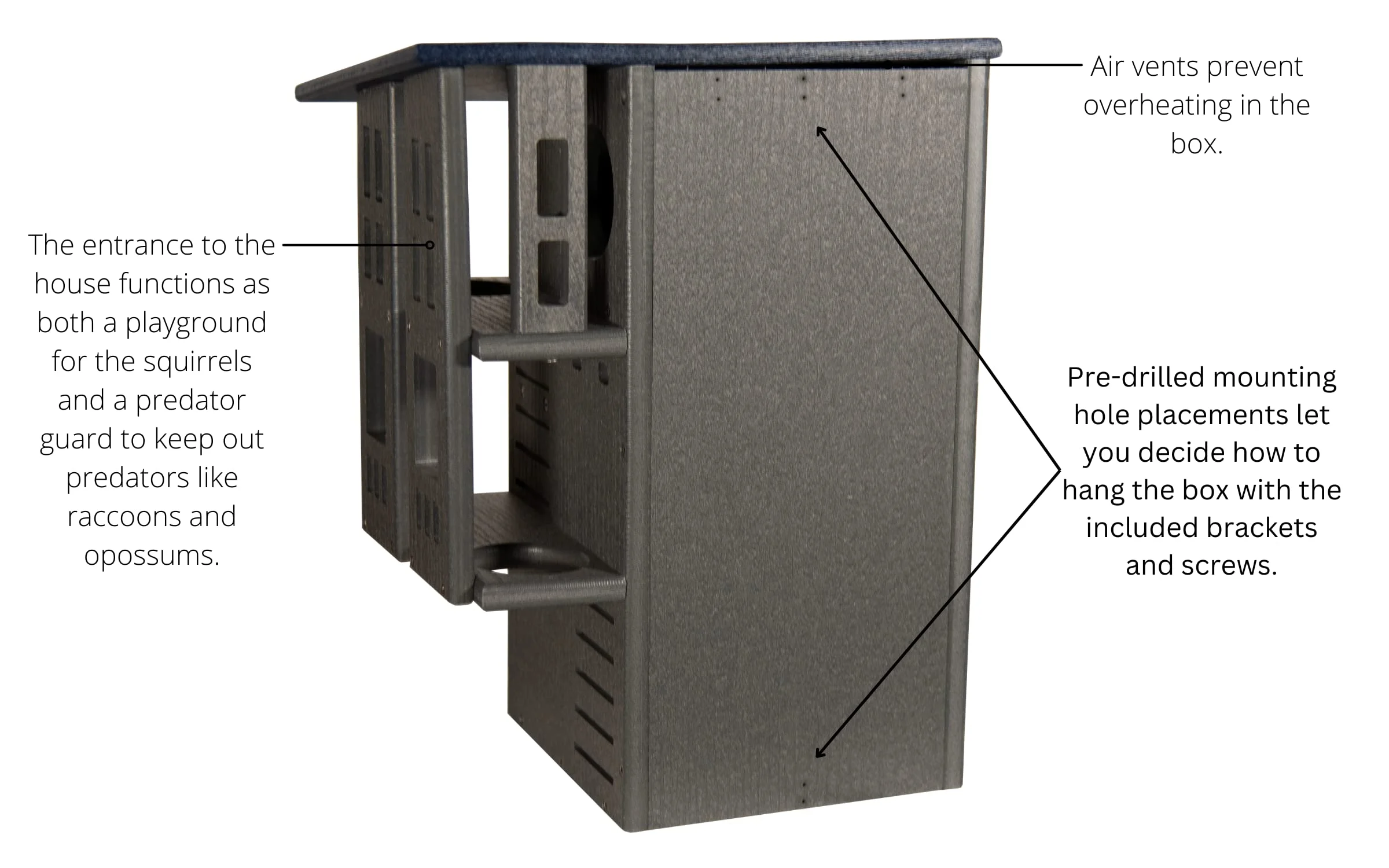 Ultimate Squirrel House Nesting Box (Blue/Gray) A Perfect Home for Squirrels!(Blue/Gray) - Image 4