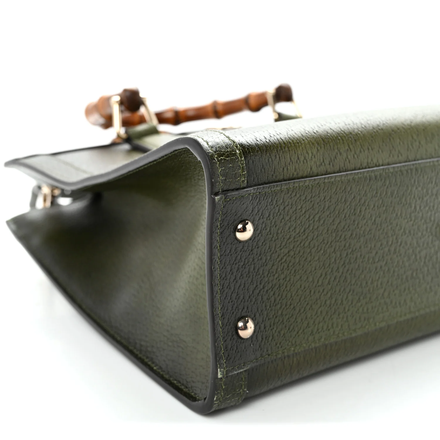 Textured Dollar Calfskin Web Small Diana Tote Bag Green Ombre