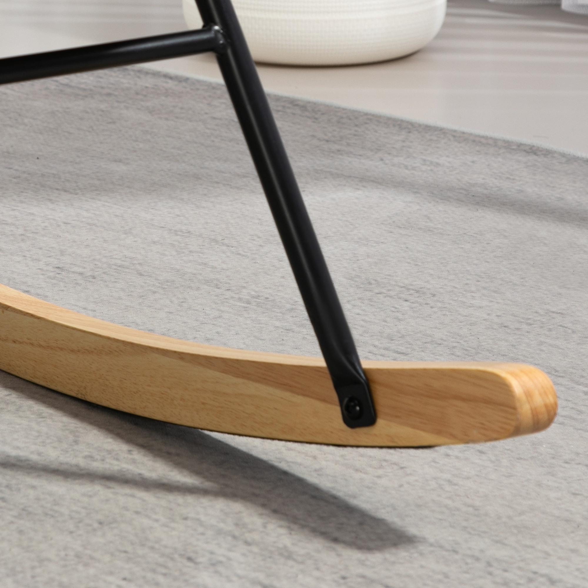 HOMCOM Schommelstoel in Samt-uitstraling met Lendenkussen, tot 120 kg, 67 x 85 x 112 cm, Crèmewit