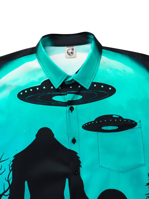 Chemise à manches courtes Bigfoot Alien avec poche poitrine