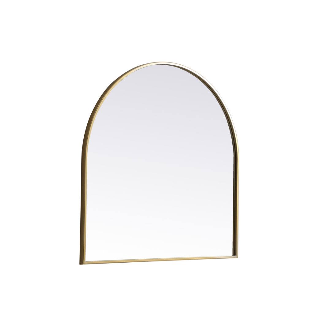 Savina Arch Metal Wall Mirror Finish: Brass, Size: 30