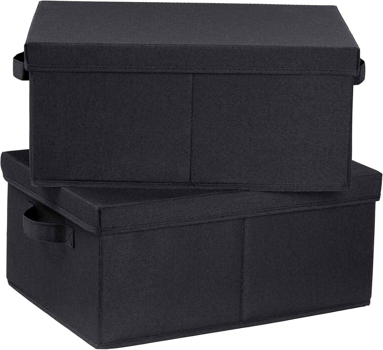 HOONEX Storage Bins with Lids for Organizing, Pack of 2, Storage Boxes with 2 Carrying Handles and Sturdy Heavy Cardboard, 16.5