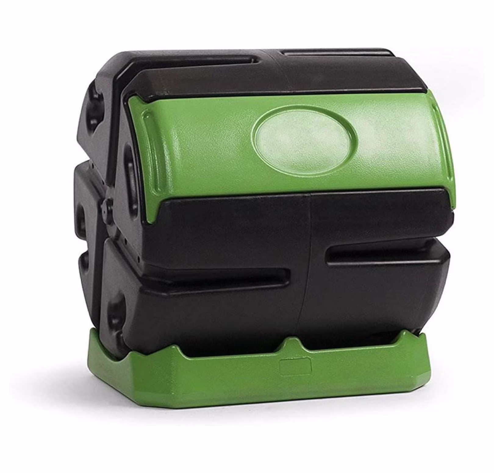 TriGol HOTFROG Rolling 37-Gallon Single Chamber Batch Tumbling Composter - Outdoor Rotating Garden Compost Bin, Black & Green