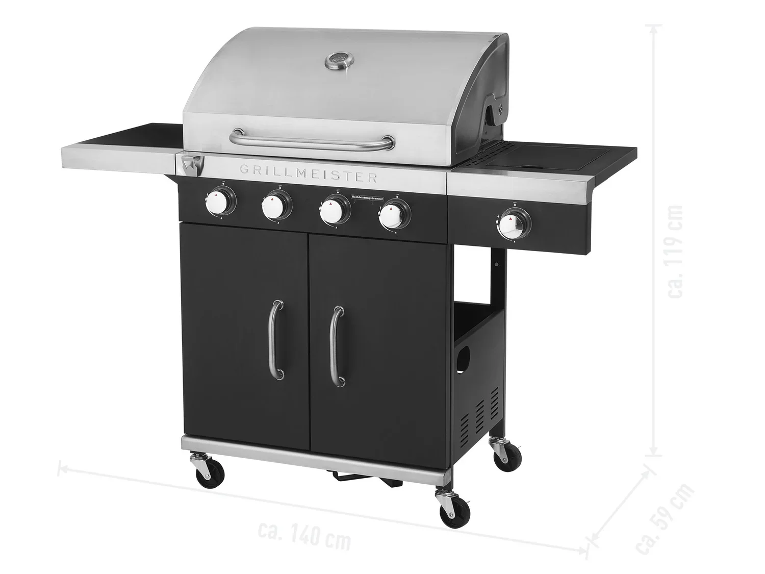 GRILLMEISTER Barbecue  gaz Memphis, 4 brleurs, 70 x 42 cm, 19,7 kW