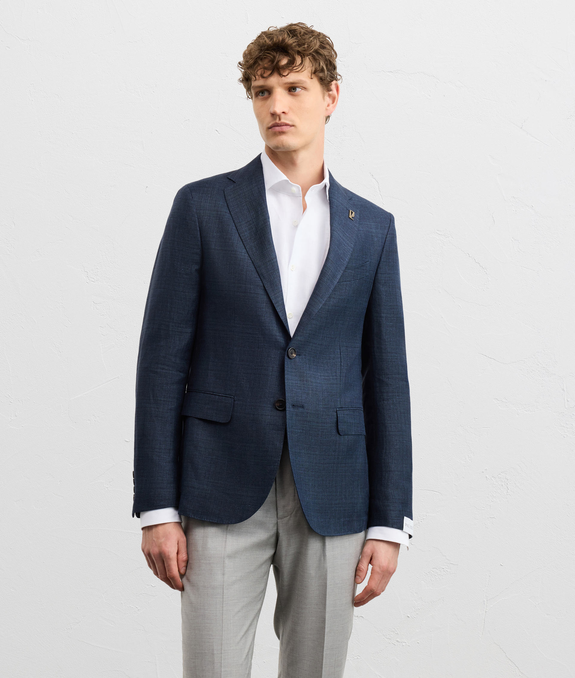 SINGLE BREASTED NAVY BLUE WOOL JACKET