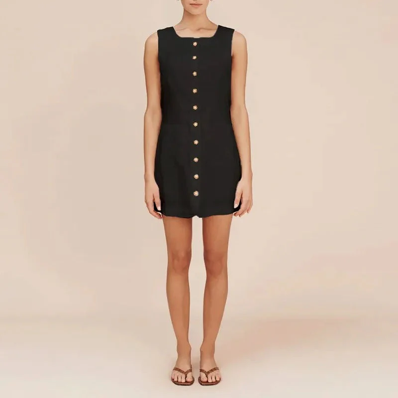 Sophie Paris | Robe droite sans manches à boutons