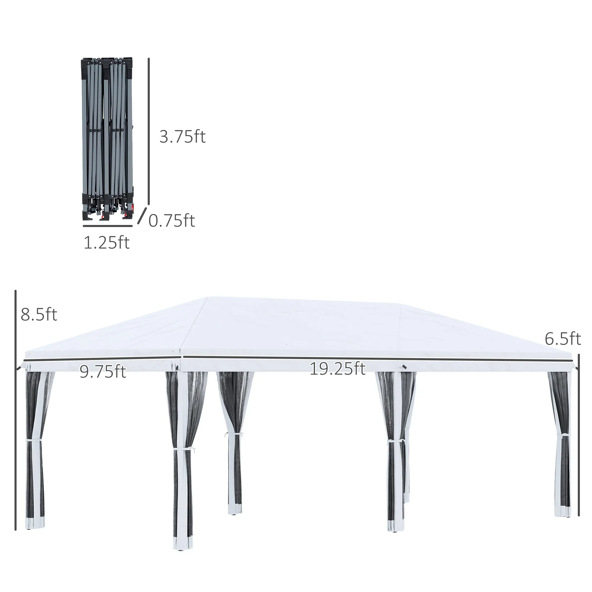 10' x 20' Pop Up Canopy Tent with Netting Heavy Duty Instant Sun Shelter Large Tents for Parties with Carry Bag for Outdoor Garden Patio