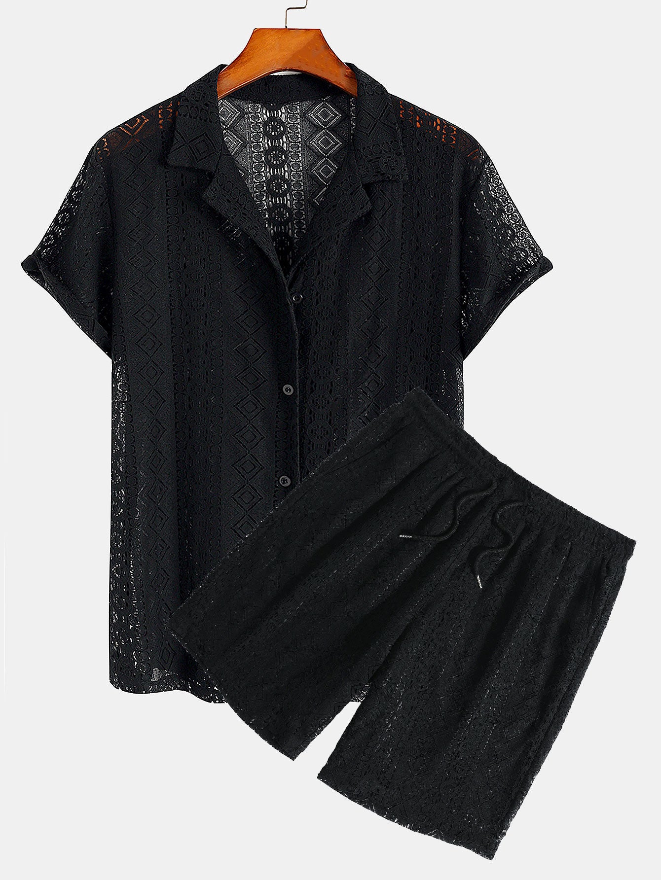 Chemise et short cubains à texture géométrique