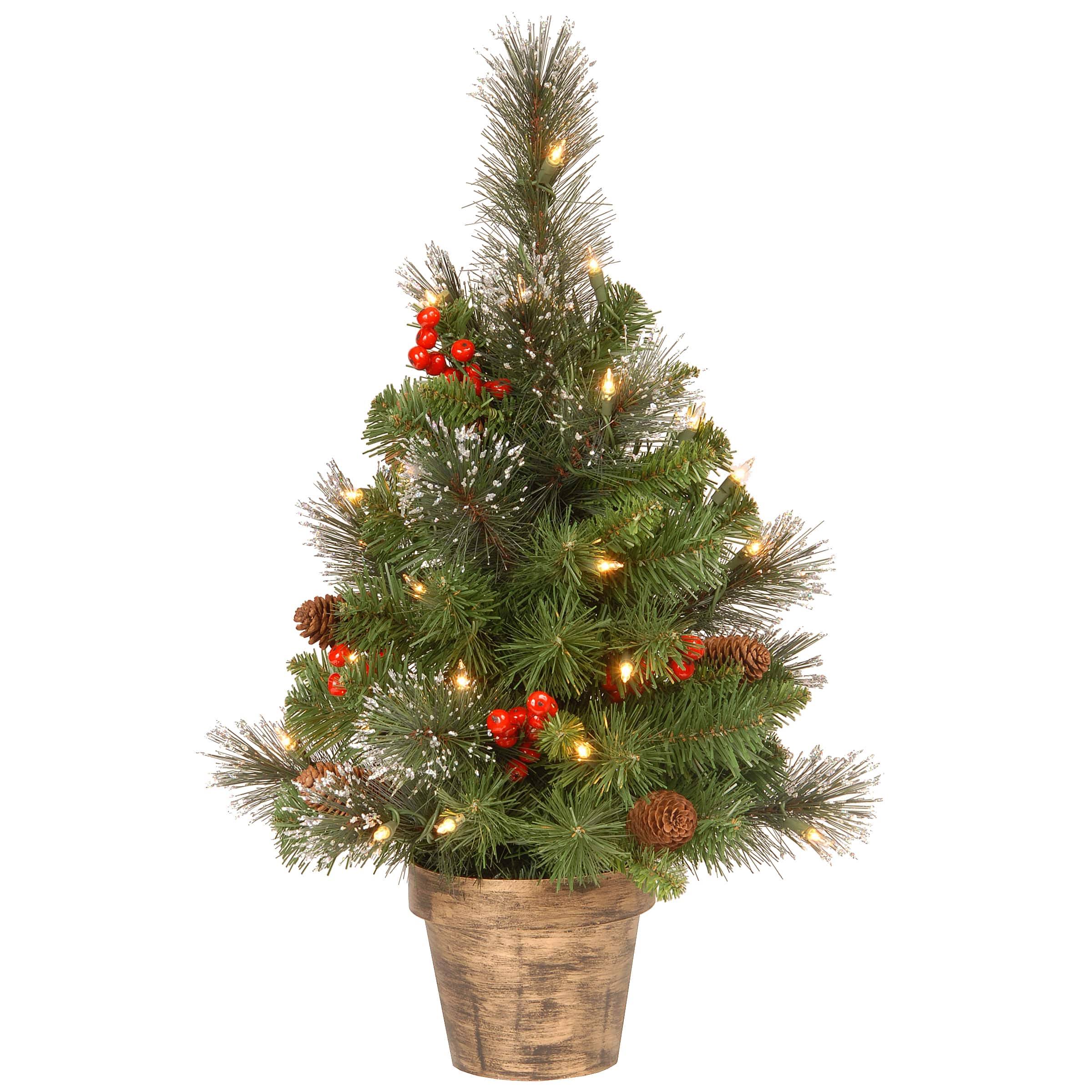 National Tree Company Crestwood Spruce 2' Small Artificial Christmas Tree with Clear Lights, Green/Bronze
