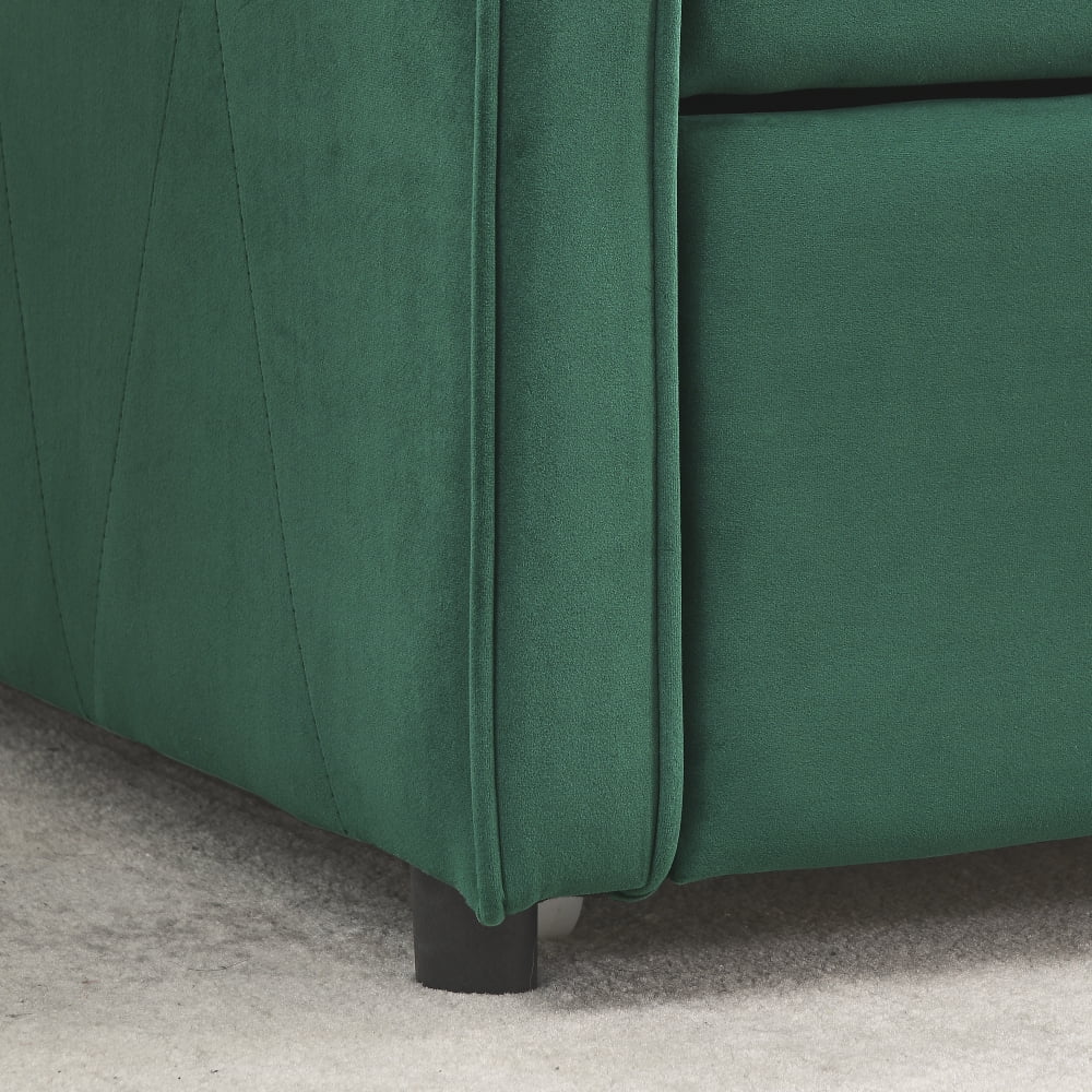 Twin Size Daybed with Trundle, Modern Button Tufted Linen Upholstered Sofa Day Bed Frame with A Roll Out Trundle, Bedframe Furniture for Bedroom Living Room Guest Room,Green Image 8