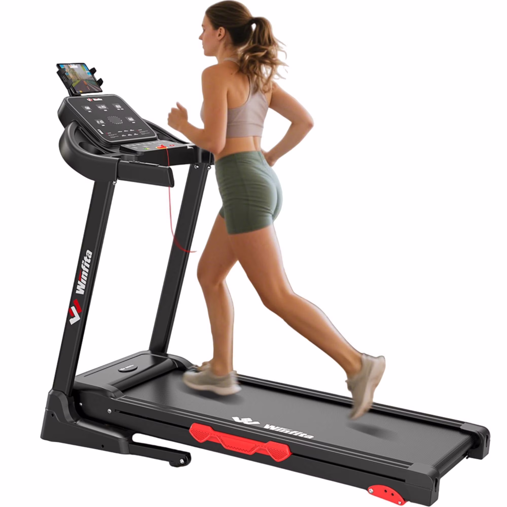 Treadmill with Incline, 3.5 HP Foldable Treadmills for Home, 8MPH Incline Treadmill, 3-Level Adjustable, 300 LBS Capacity, Quiet Running, 360° Adjustable Device Holder, 64 Programs(MODEL 1)