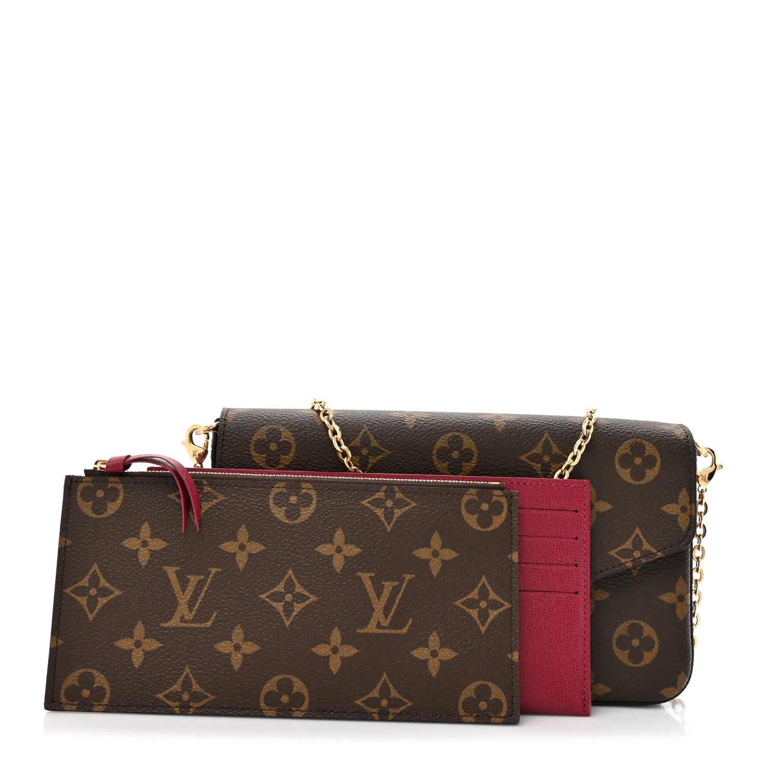 Monogram Pochette Felicie Chain Wallet Fuchsia