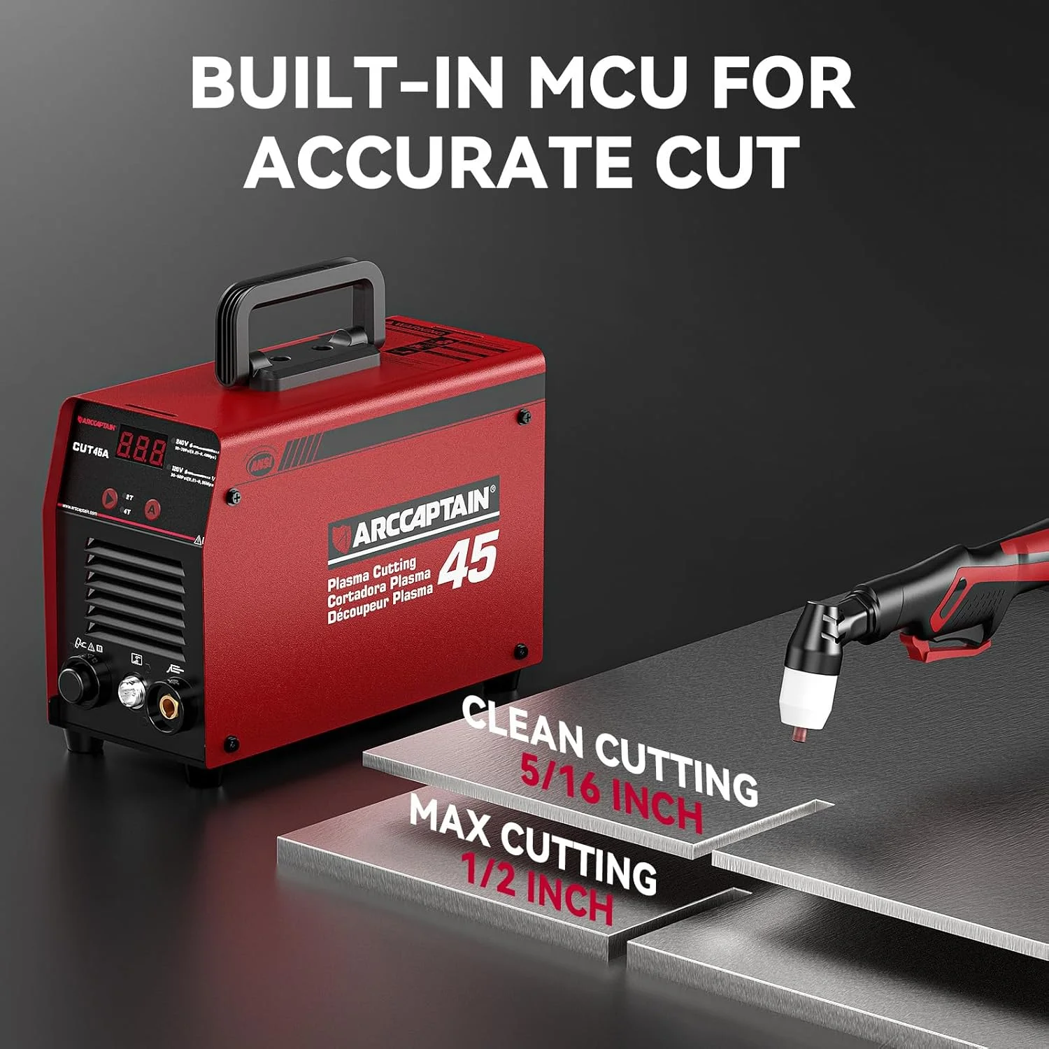 Plasma Cutter, 45Amp Cutter Machine, 110V/220V Dual Voltage Digital Display IGBT Inverter Plasma Cutting Machine with 2T/4T Function - Image 4
