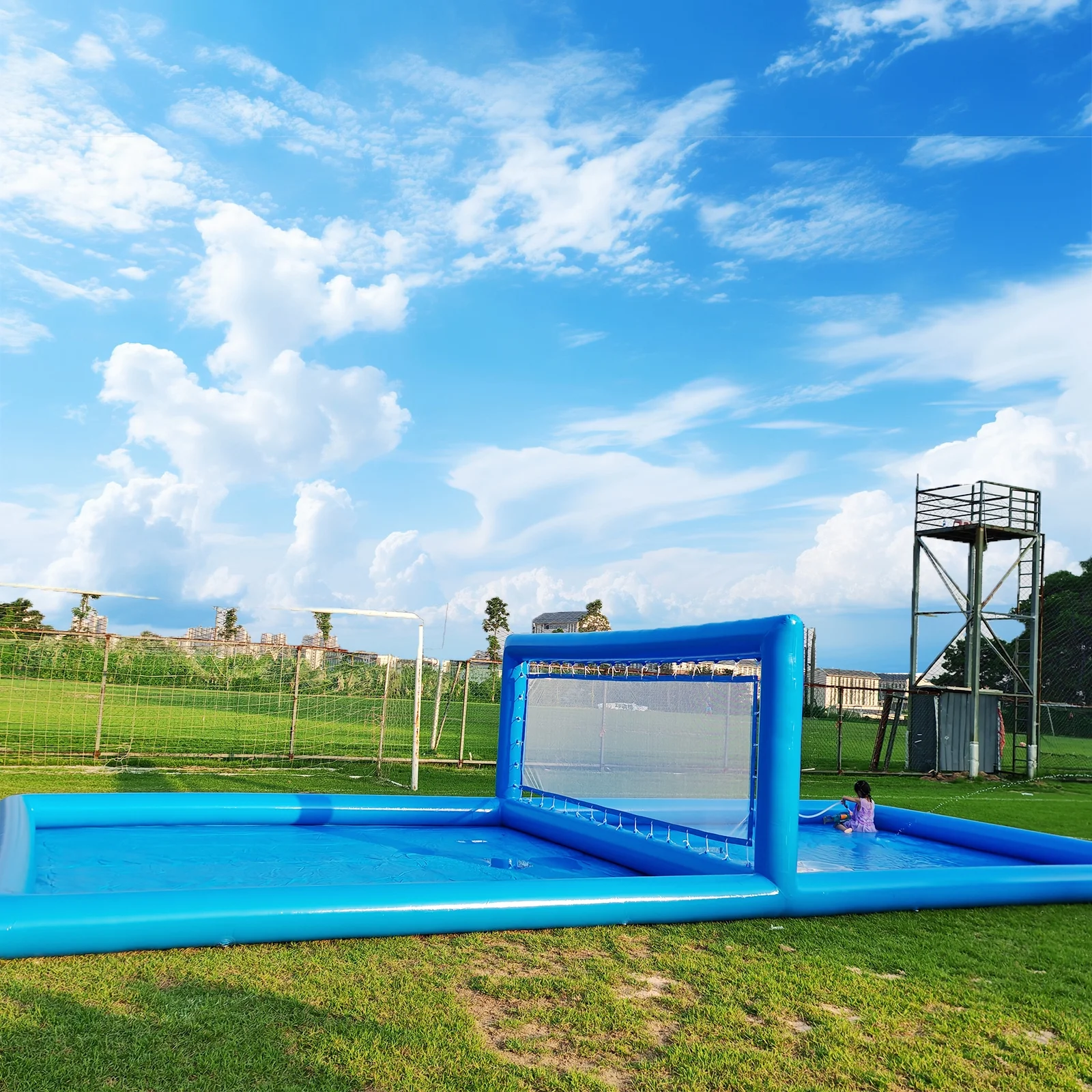 33FT Inflatable Volleyball Court, 2 in 1 Volleyball Pool Football Court Water Soccer Field with 800W Blower for Beach Backyard Outdoor Summer Party,33ft(L) x 16.5ft(W) x 7ft(H) - Image 6