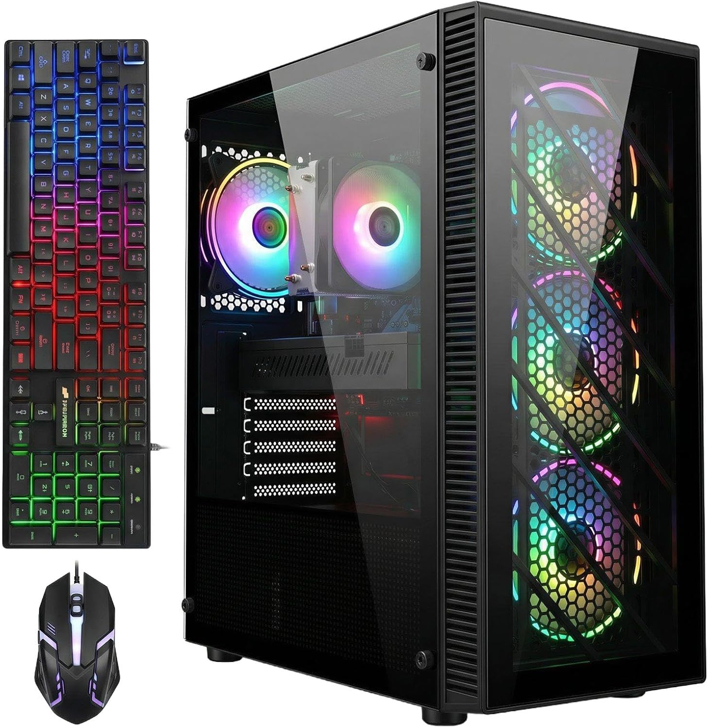 STGAubron Gaming PC Desktop Computer  Radeon RX 590 8G  Intel Core i7 up to 3.9G  32GB RAM  1TB SSD  WiFi 6  BT 5.0  RGB Fan x4  Windows 11 Home