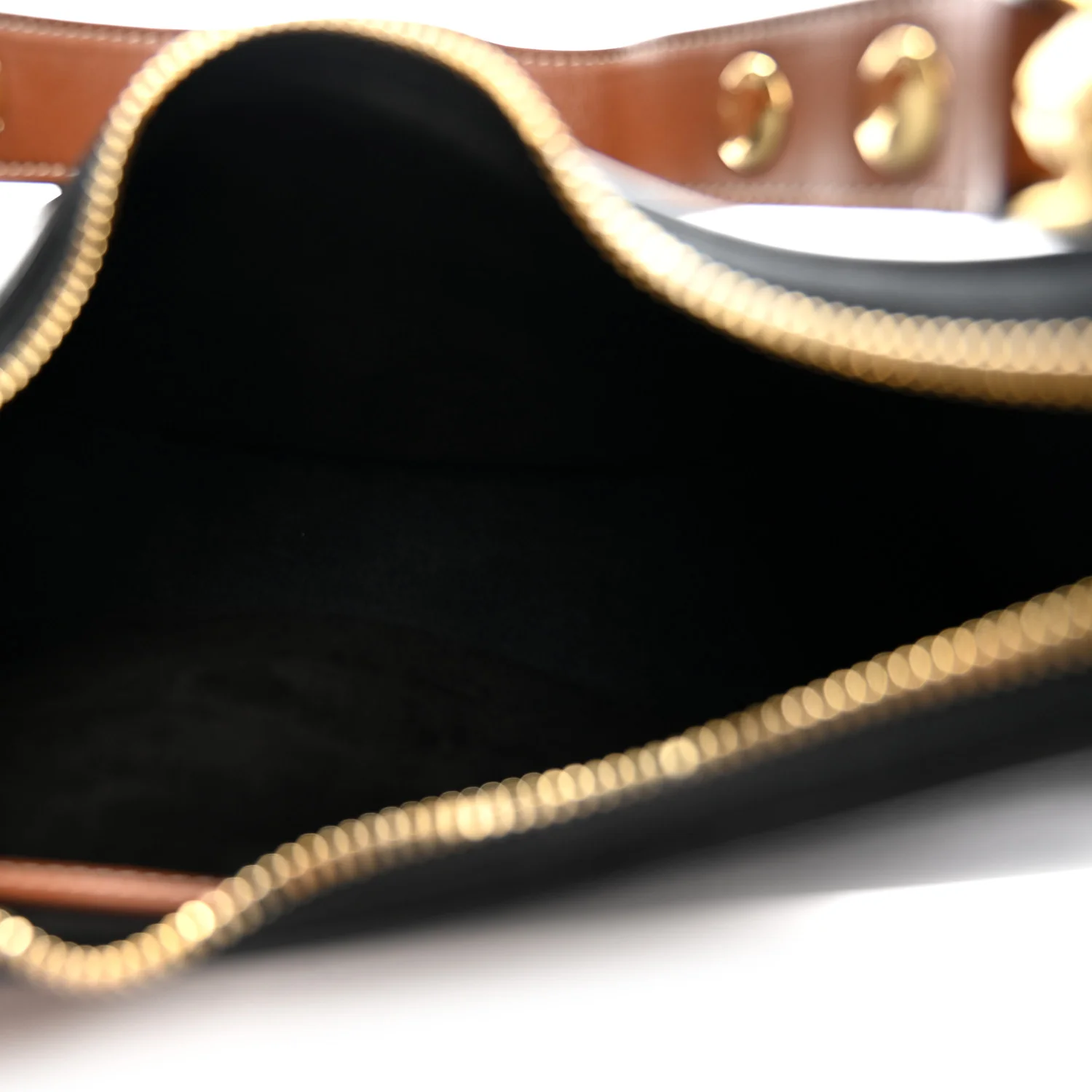 Smooth Calfskin Medium Strap Ava Shoulder Bag Black Tan