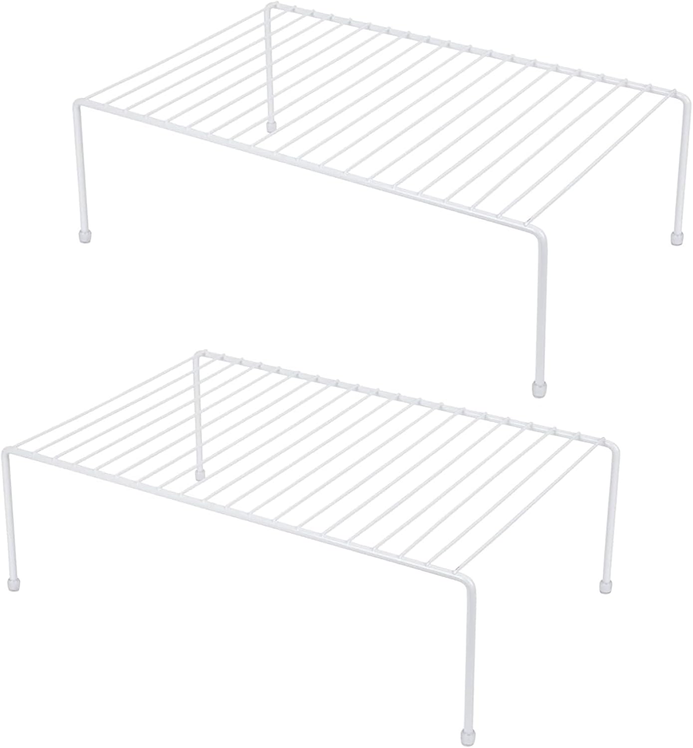 Set of 2 Large (16.1 x 10.2 Inch) Cabinet Storage Shelf Rack, Shelves, Kitchen Counter and Cabinet Shelf, Storage Rack Organizer for Bathroom Cupboard (White)