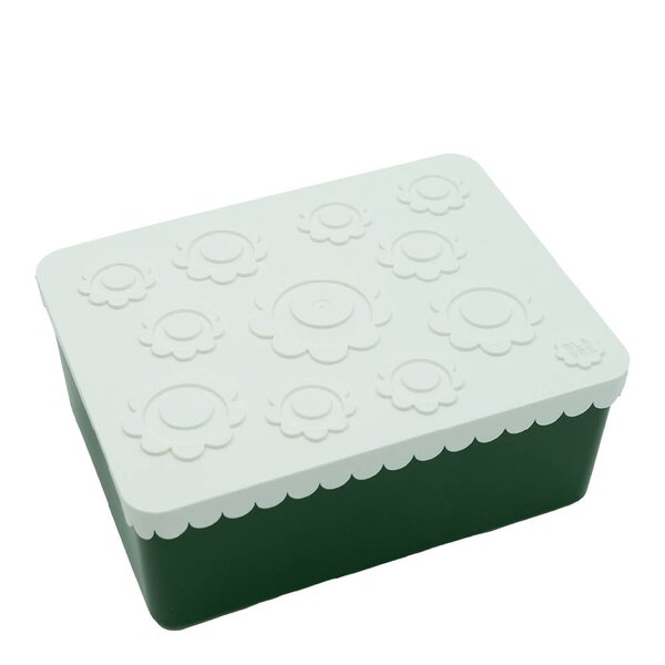Matboks i plast treroms 7x14x19 cm Blomst hvit/mørk grønn