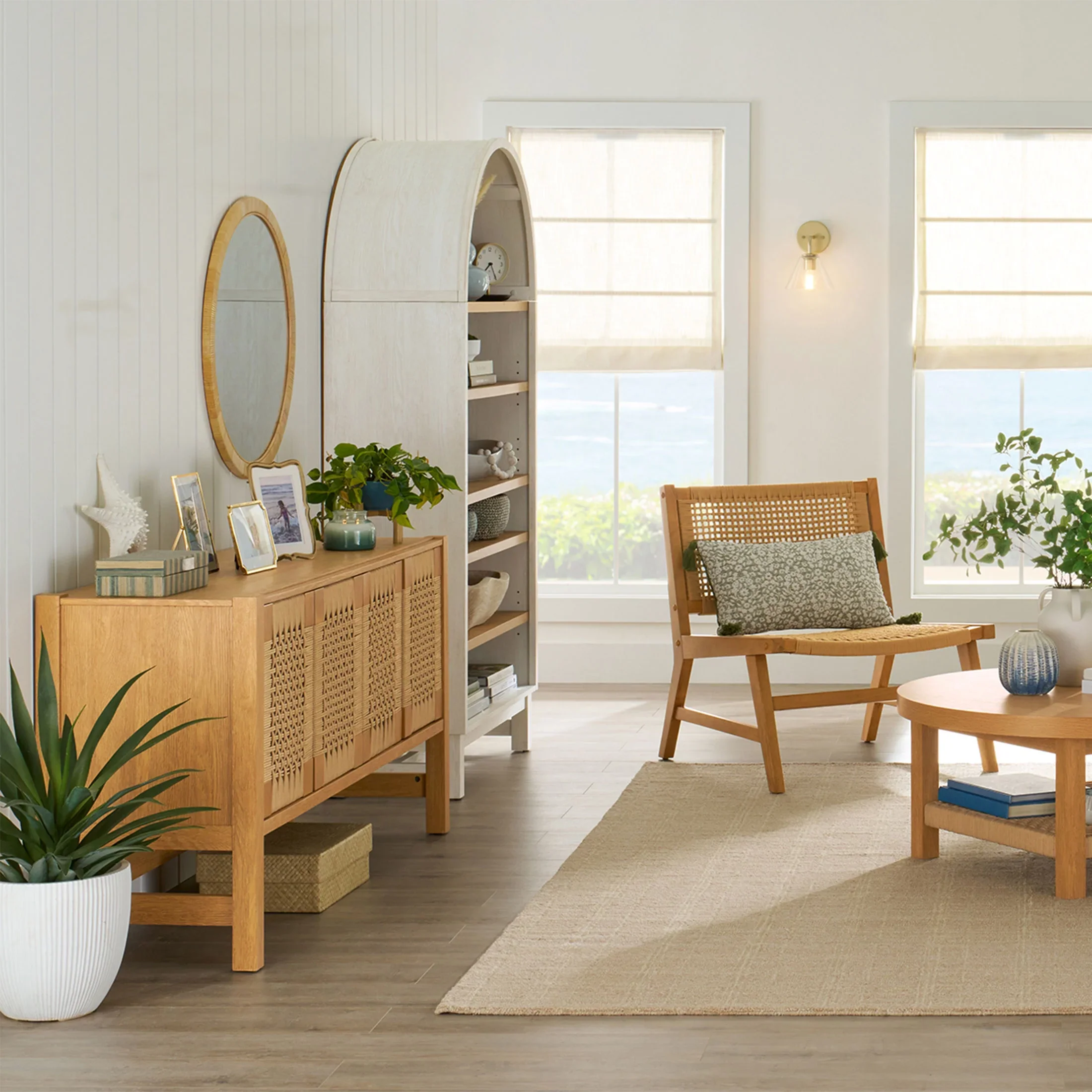 Better Homes & Gardens Juliet Open Arch Bookcase, Rich Black and Light Honey