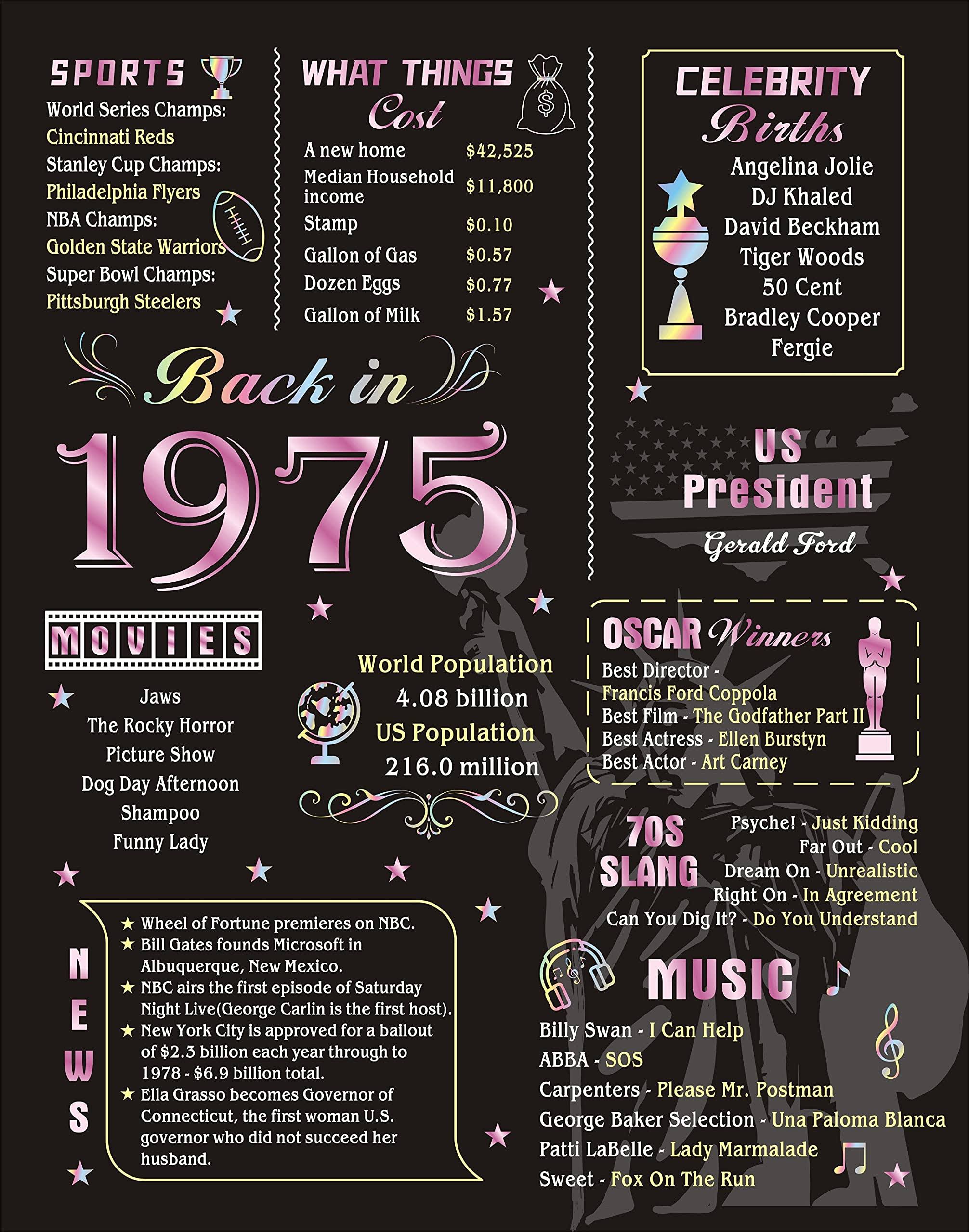 Birbirth 49th Birthday Poster 11x14 Foil Printed Sweet Rose Pink Gold Wedding Anniversary Decorations Party Supplies,49 Years Old Gifts for Men and
