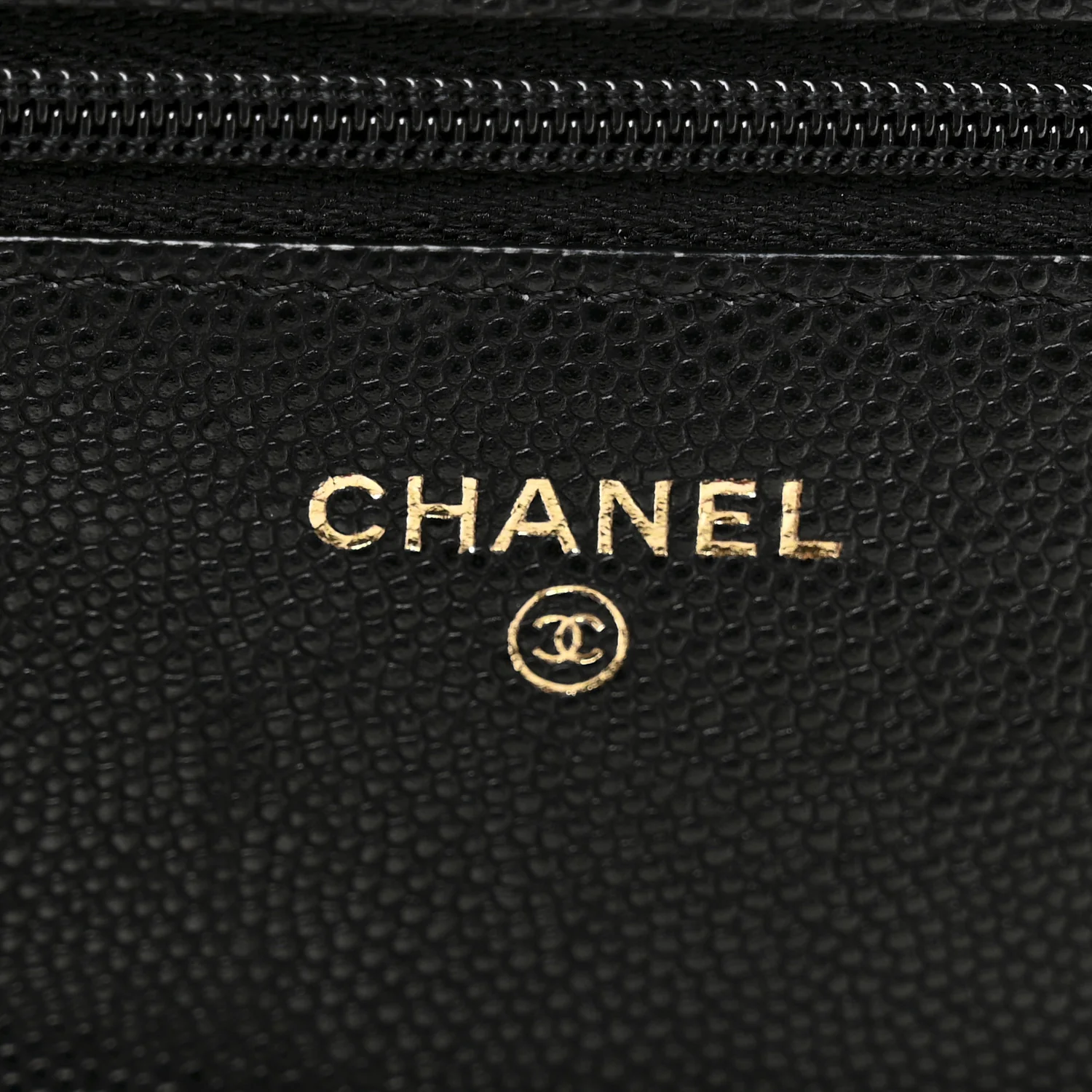 Caviar Quilted Perforated Metal CC Wallet On Chain WOC Black
