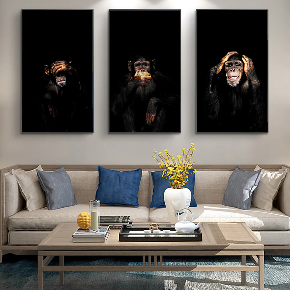 Abstract Monkey Wall Art Canvas – Modern Frameless Decorative Painting