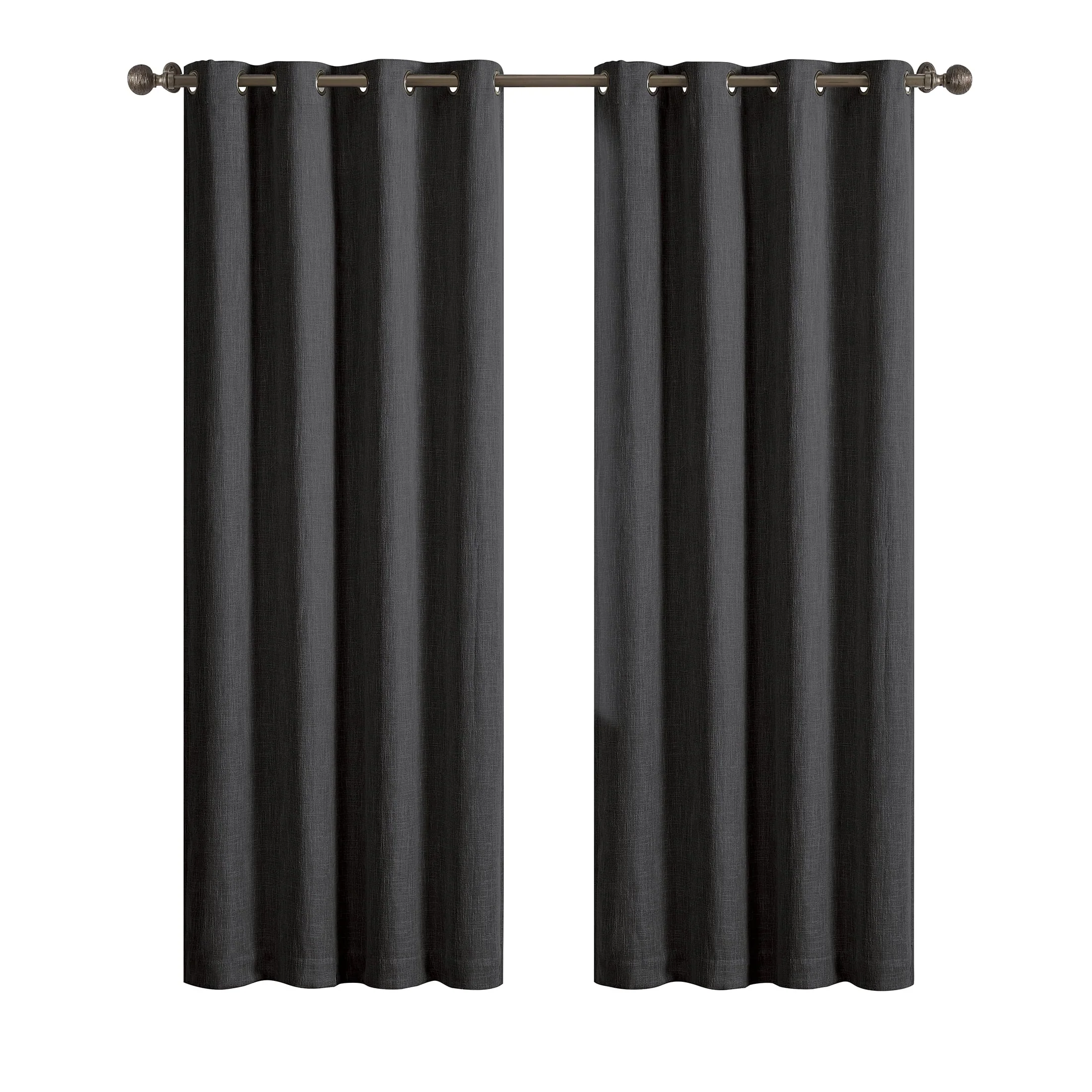 Better Homes & Gardens Woven Textured Grommet Blackout Curtain Panel, Black, 50 x 84