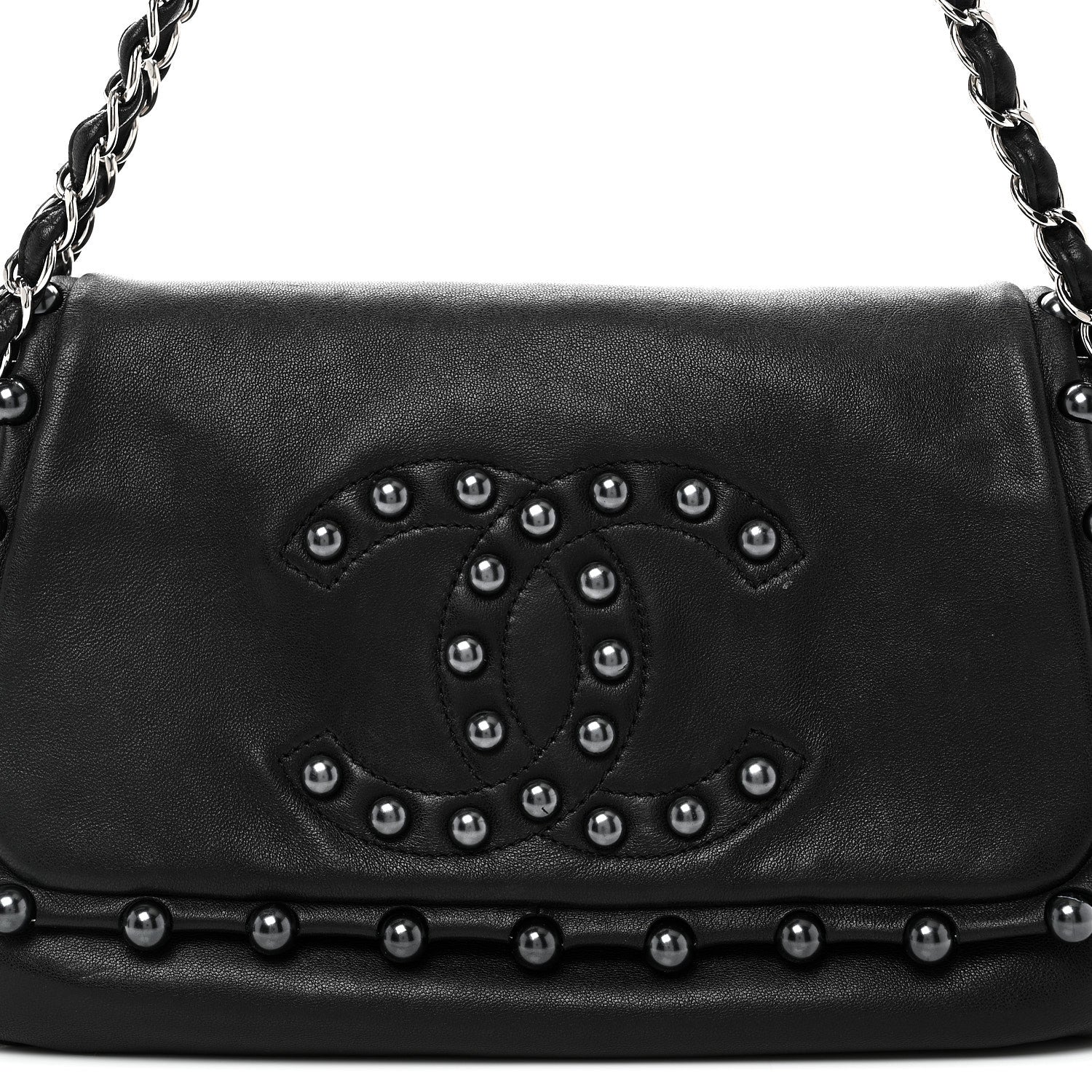 Lambskin Pearl Obsession Flap Black