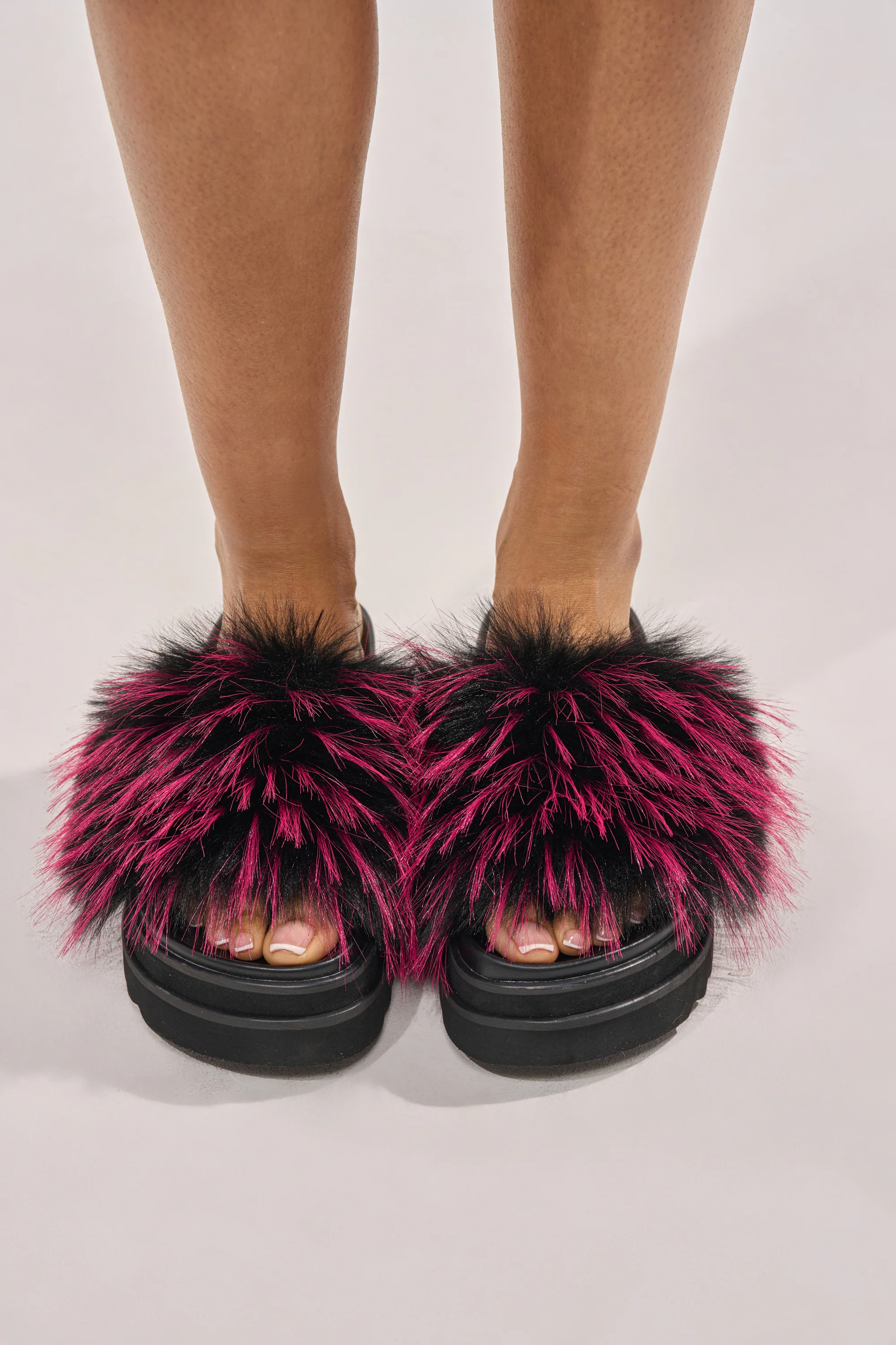 AKIRA MIRAY PINK MULTI FUR SLIDE - Akira Store