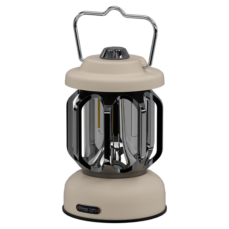 New Retro Type-C Fast Charging LED Camping Light Hiking Outdoor Stepless Dimming Home Lantern with Portable Hook