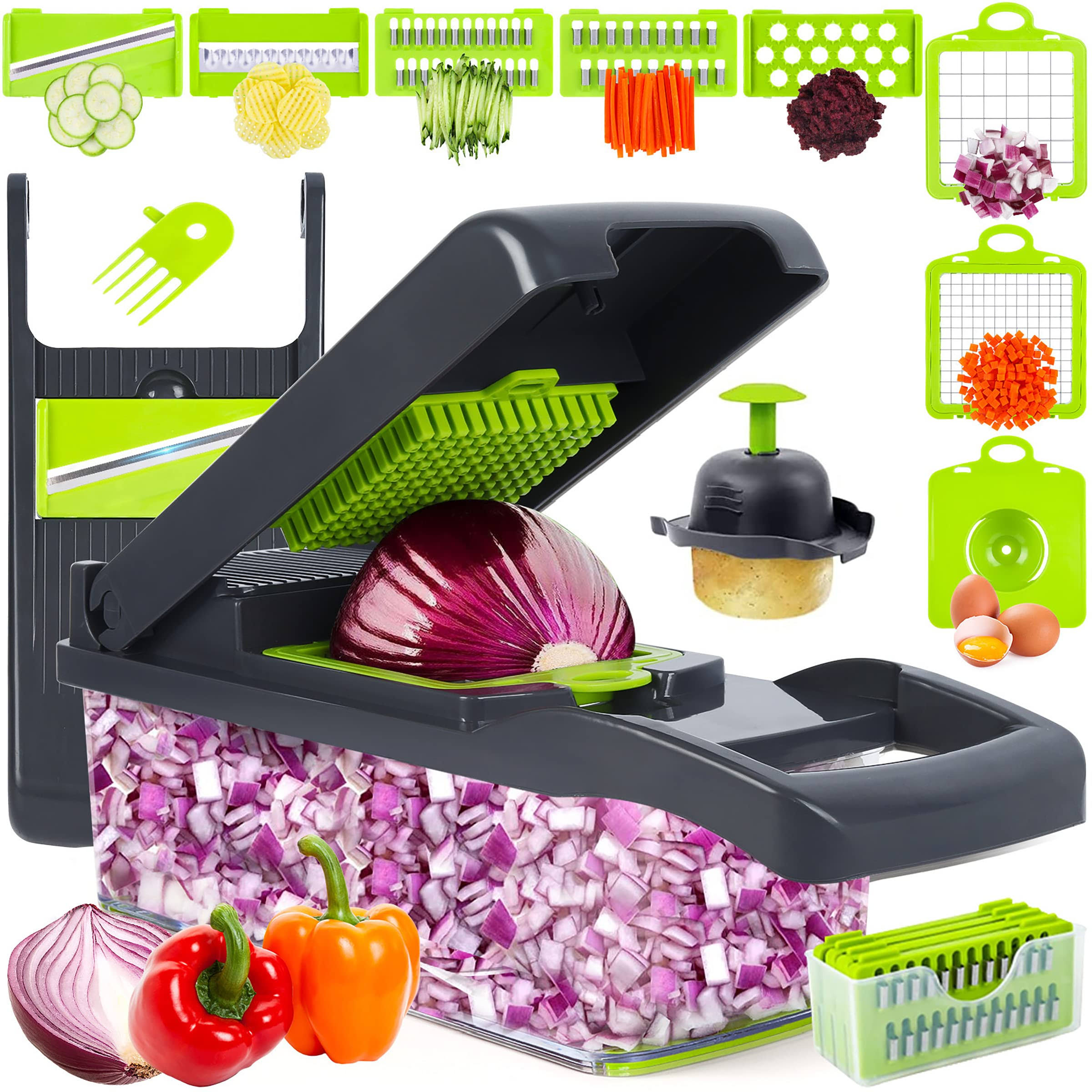 Vegetable Chopper, Onion Chopper, Mandolin Slicer,Pro 10 in 1Professional Food Choppermultifunctional Vegetable Chopper and Slicer, Dicing Machine, Ad