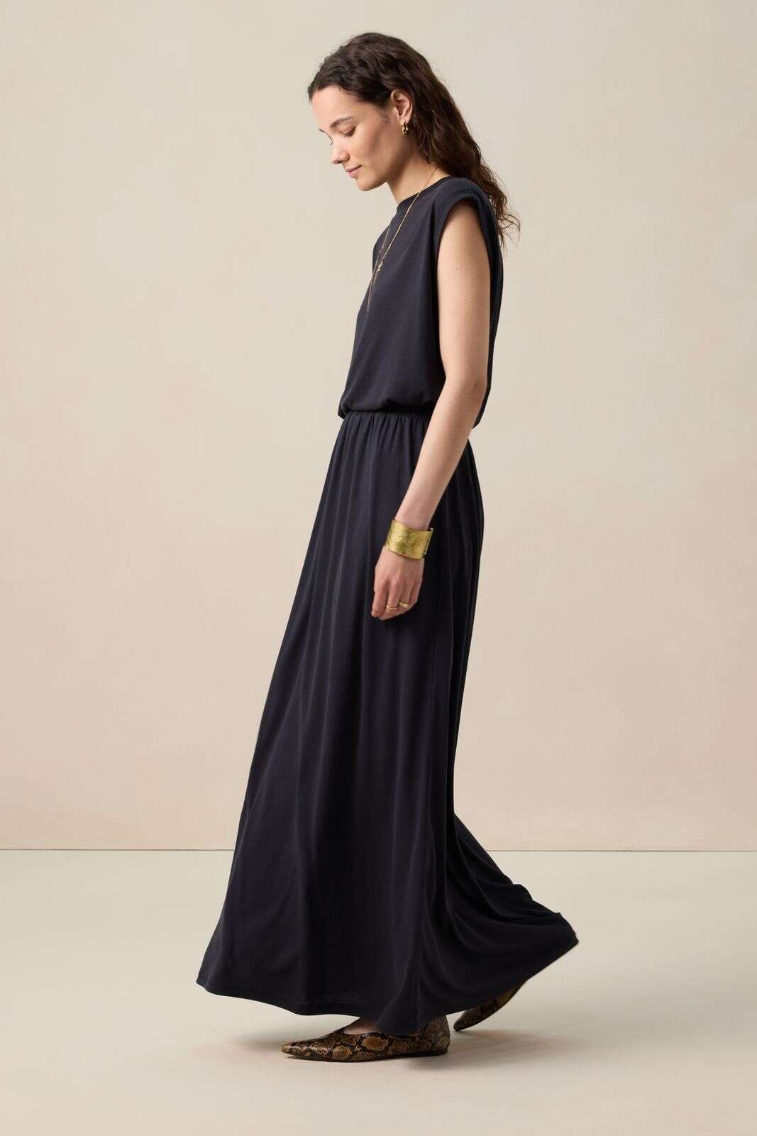 Zwarte jersey maxi rok
