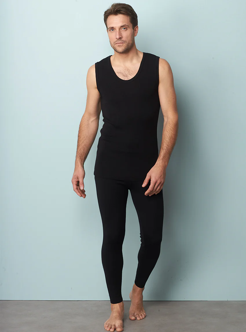 Caleçon long homme en laine mérinos noir