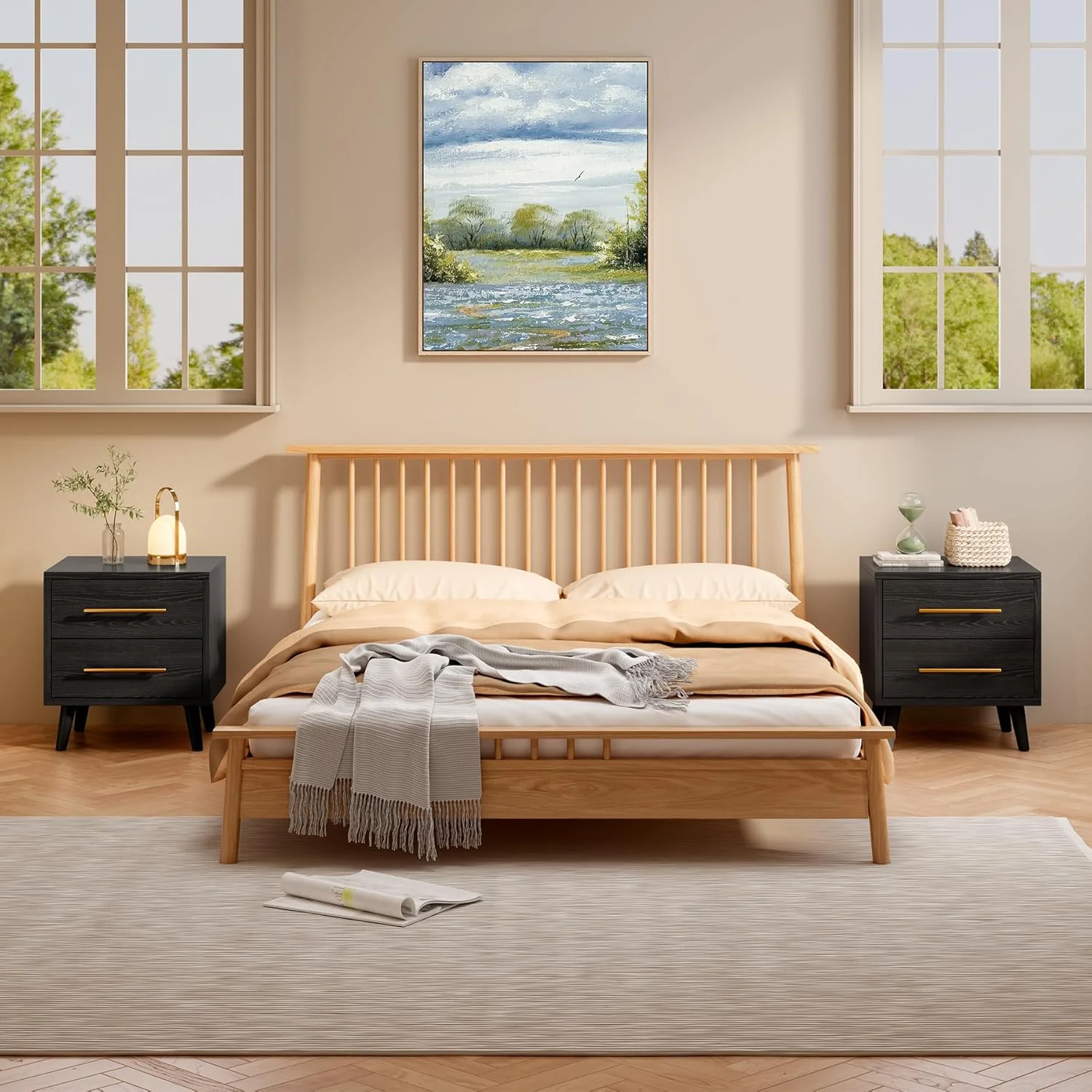King Bedroom Furniture Set Includes One King Bed Frame, Two Nightstands and 2 Dressers for Modern Home Decor - Image 9