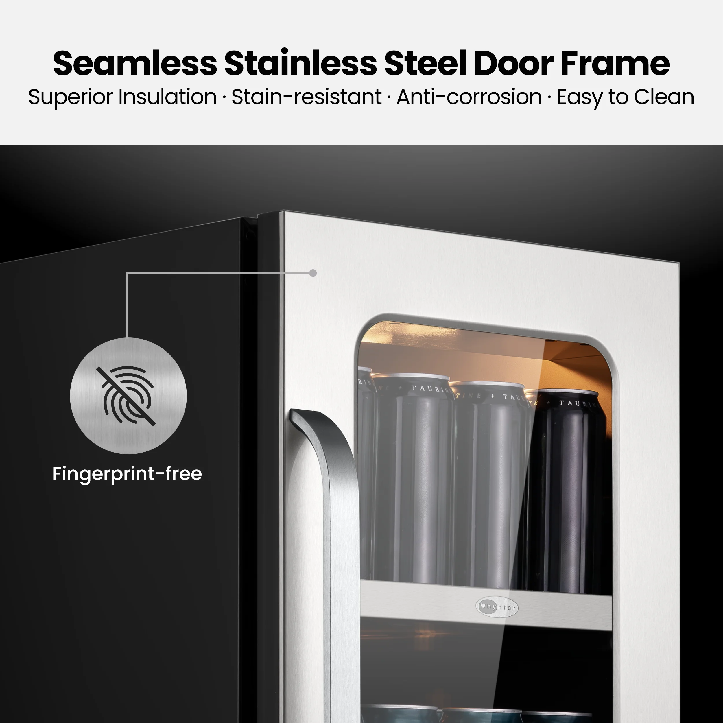 15 Inch Beverage Refrigerator Cooler 80 Can Mini Fridge with Glass Door for Soda Beer, 3 LED Compressor Fridge for Home Office Bar(3.0 cu.ft) - Image 4