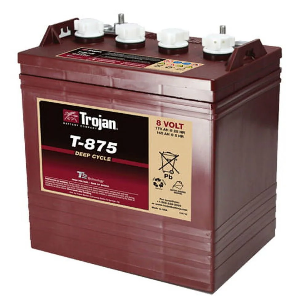 Trojan T - 875 8V 170ah Flooded Lead Acid GC2 Deep Cycle Battery X2