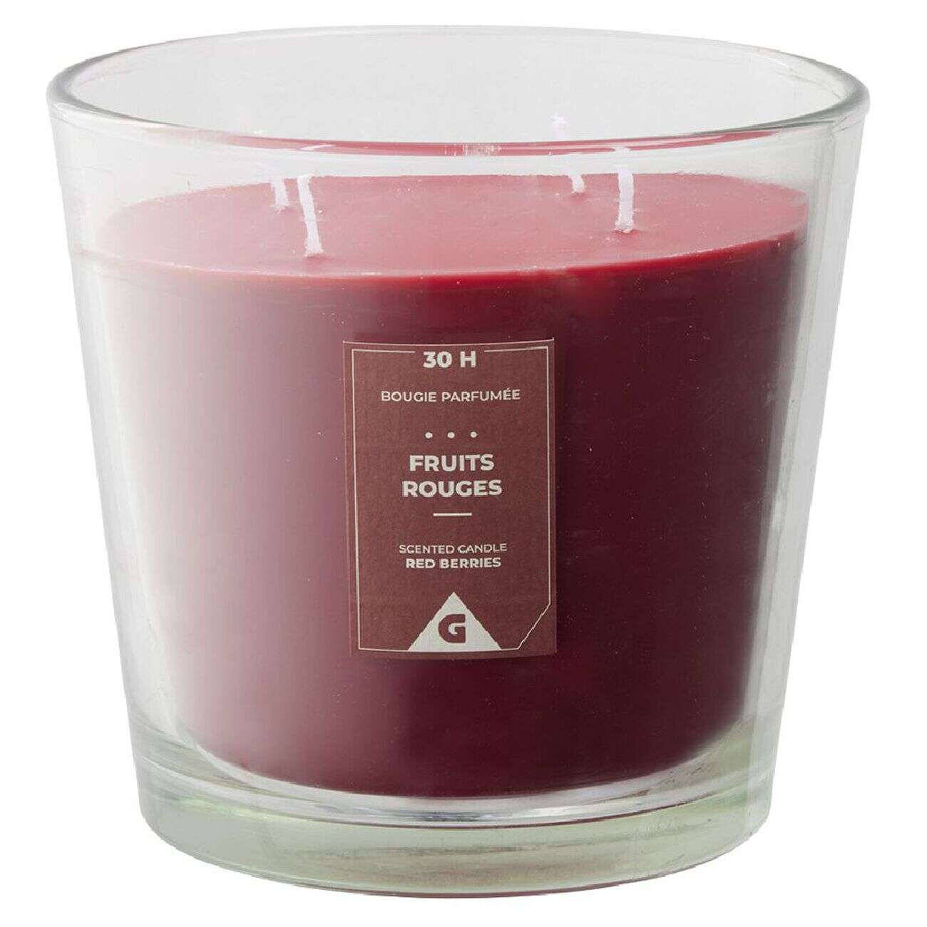 Bougie parfumée dans verre senteur fruits rouges Ø13,5xH12,5cm 30H