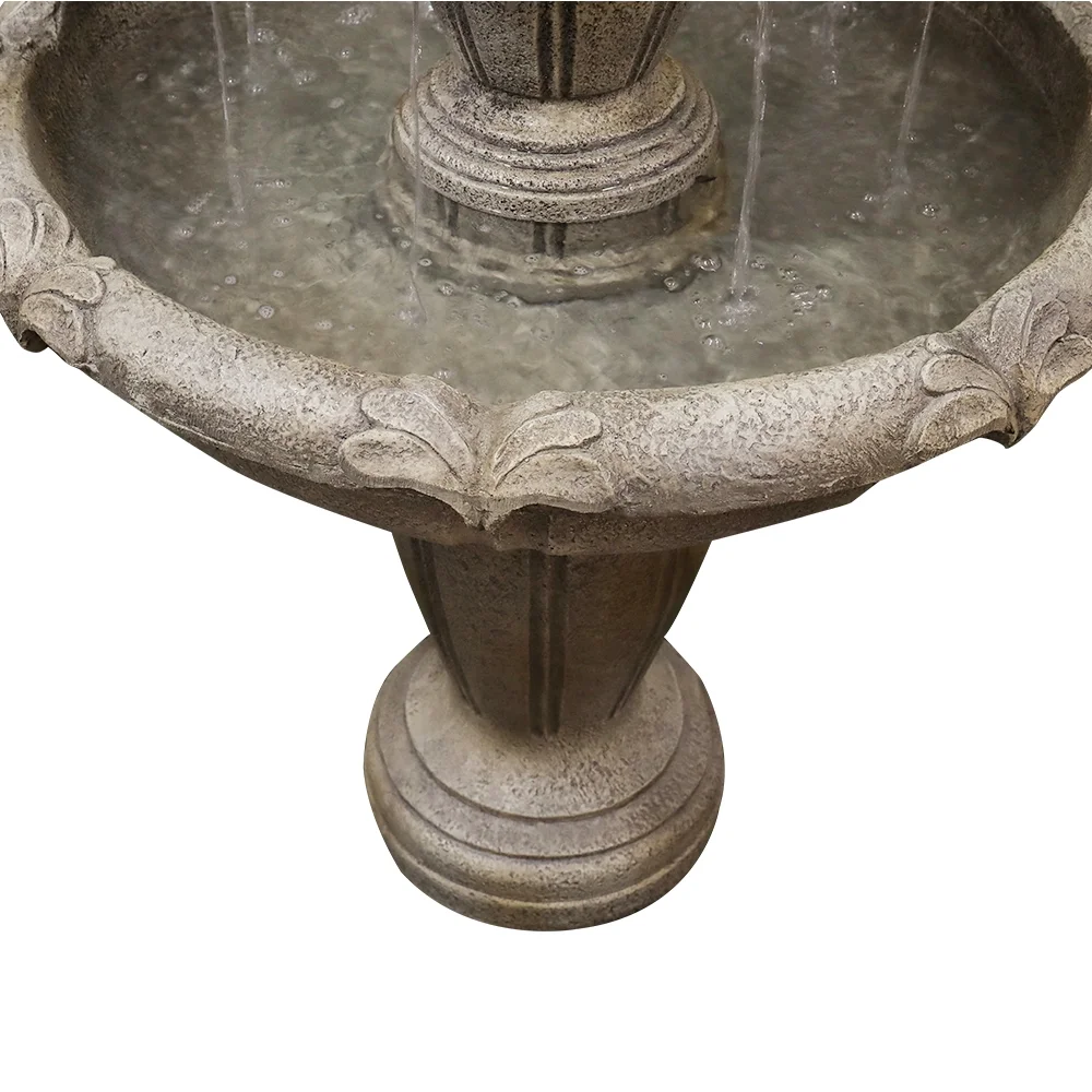 Indoor/Outdoor 3-Tiers Concrete Floor Water Fountain with Electric Pump for Patio Lawn Home Decor - Image 6
