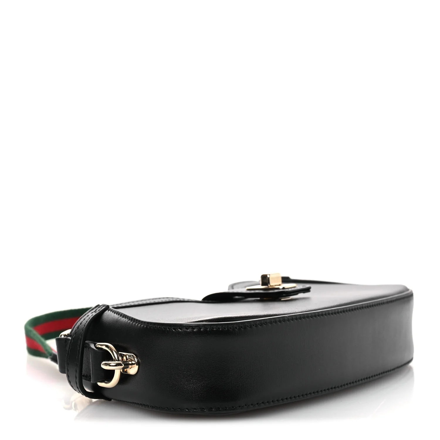 Calfskin Mini Moon Side Shoulder Bag Black