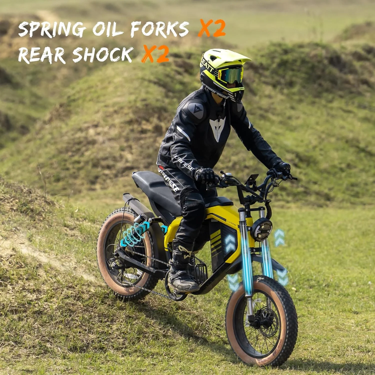 M5 Electric Bike for Adults/Teen, 1500W Peak Motor, Max 32MPH,48V 15AH Battery, Max 60 Miles Electric Motorcycle for Mountains,20" Fat Tire Electric Dirt Bike,Sand,Road,Full Suspension(Gray/M5- 1500W-15AH) - Image 4