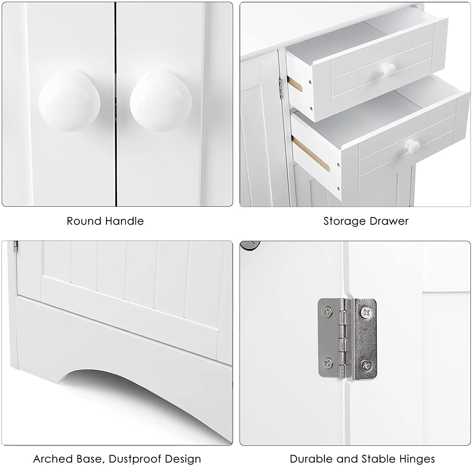Homfa Kitchen Storage Cabinet, White Buffet Server Cupboard, Floor Sideboard Cabinet with 3 Doors and 2 Drawers for Living Room