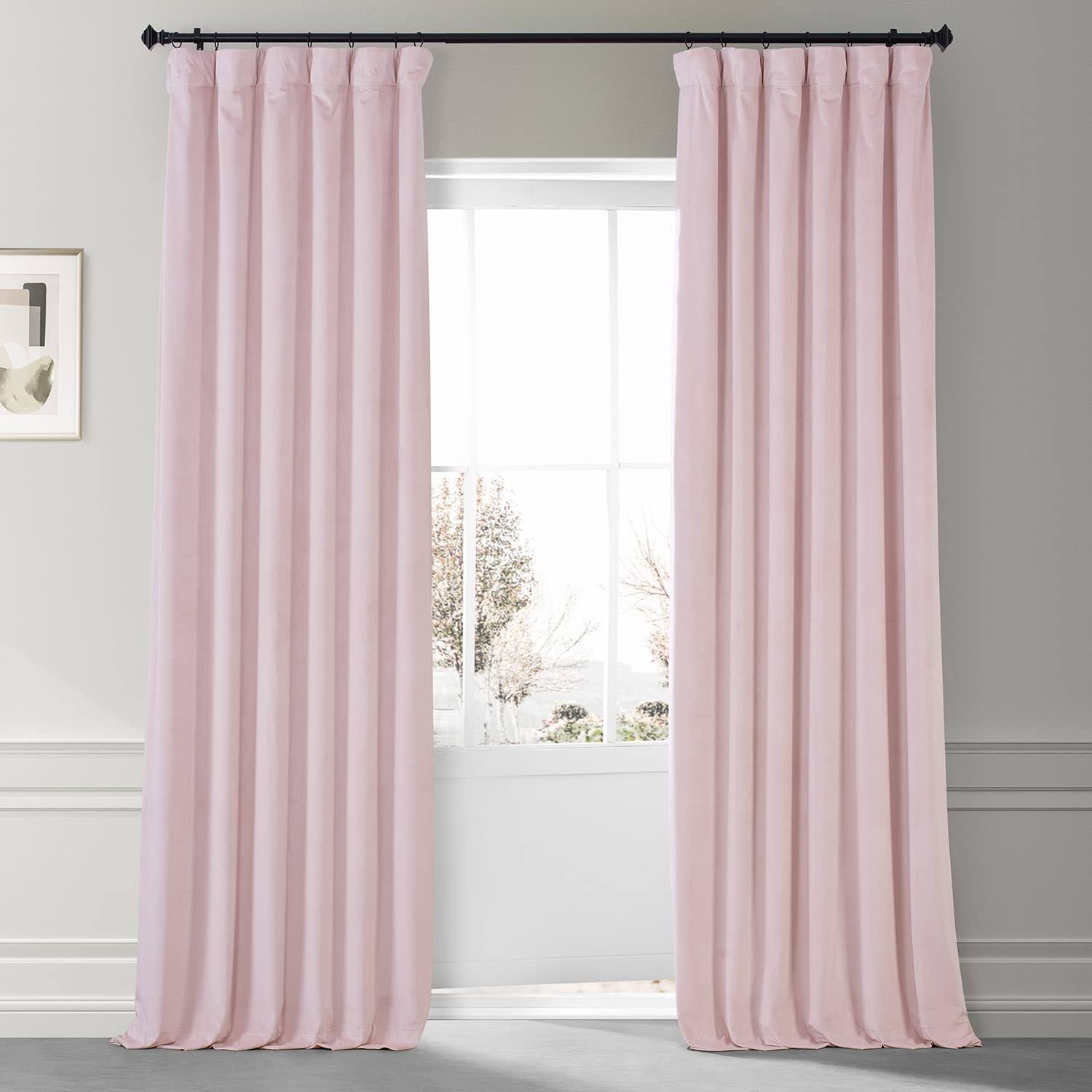 Rose Water Signature Plush Velvet Hotel Blackout Curtain