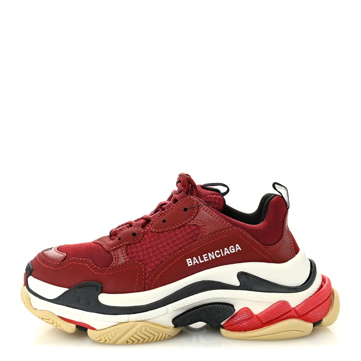 Fabric Mesh Washed Effect Womens Triple S Sneakers 39 Bordeaux Tricolor