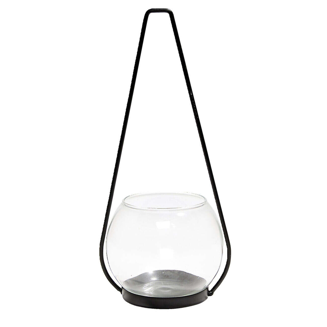 Bougeoir en verre avec suspension en métal