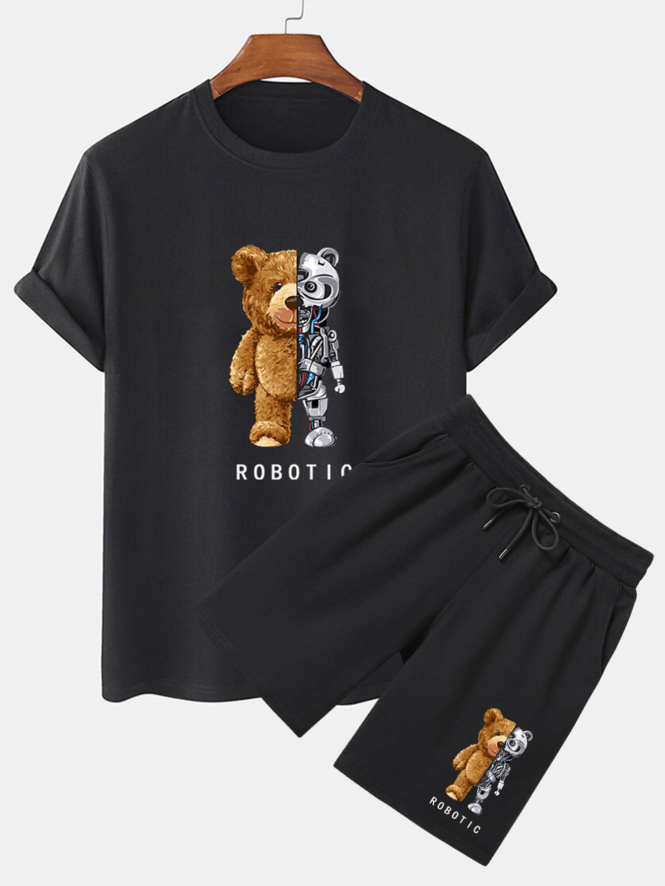 T-shirt et short imprimé ours robot