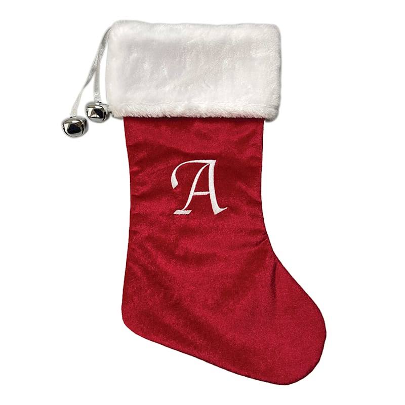 at Home Velvet Monogram Stocking A